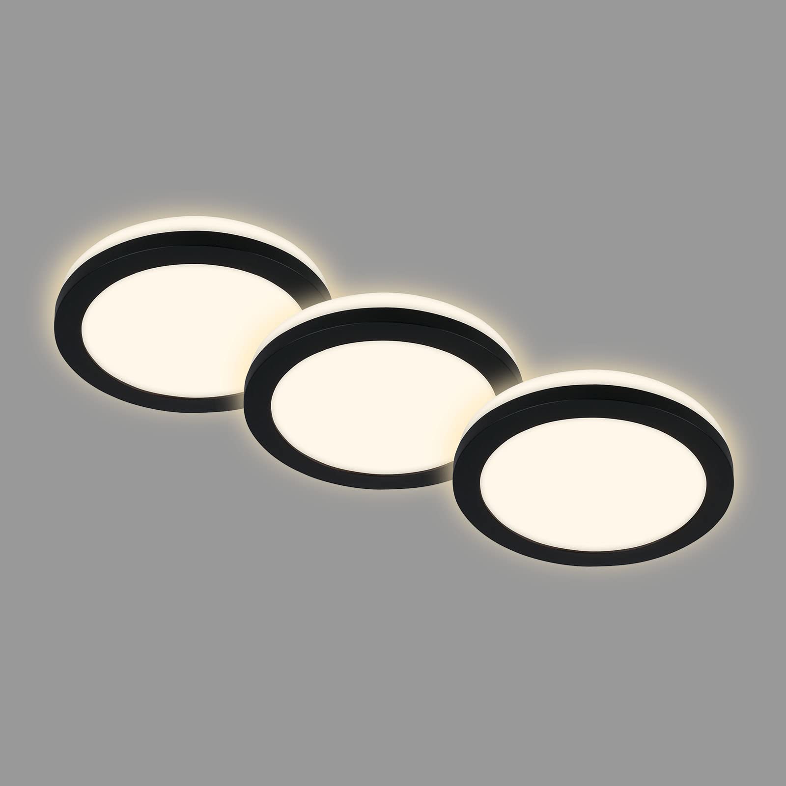 BRILONER Leuchten Set of 3 Recessed Ceiling Lights, LED Recessed Lights, Backlight, Recessed Spotlight, Bathroom Recessed Spotlight, IP44, Black, 84 x 36.5 mm (D x H)