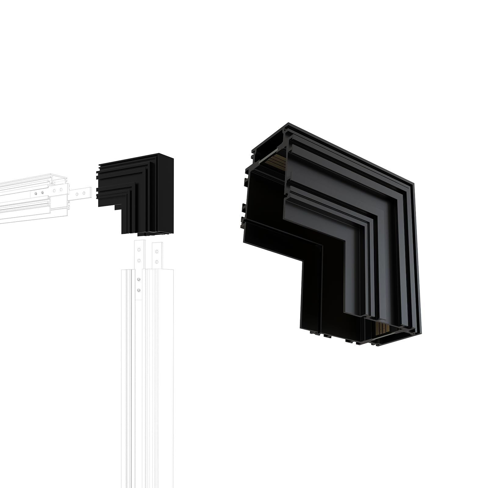 SCON Vertical Corner Joint, Wall Corner for Magnetic Track Lighting, Easy Install 24V Aluminum Connector, Tool-Free, Compatible Recessed Magnetic Track Lighting System