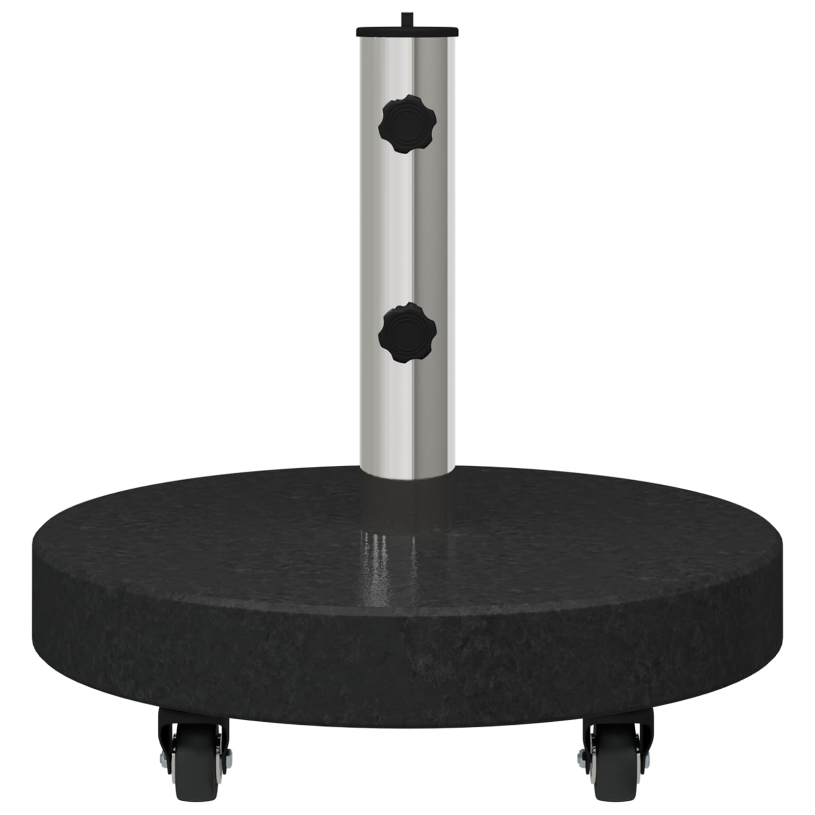 Gecheer Pied de parasol avec roulettes pour barres de Ø 38/48 mm en granit noir, 30 kg, support de parasol rond pour terrasse, café, piscine
