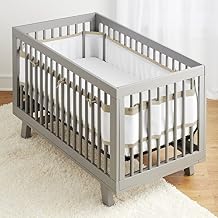 BreathableBaby Breathable Mesh Liner for Full-Size Cribs, Deluxe 4mm Mesh, Natural Linen Size 4FS Covers 3 or 4 Sides