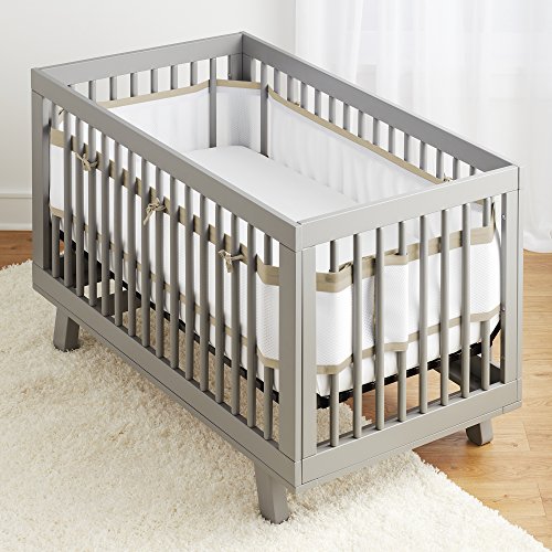 Image of BreathableBaby Breathable Mesh Liner for Full-Size Cribs, Deluxe 4mm Mesh, Natural Linen (Size 4FS Covers 3 or 4 Sides)
