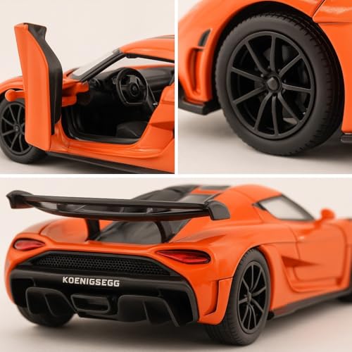 Image of 1:32 Scale Koenigsegg Jesko Die-Cast Toy Car - Pull Back Metal Model with Openable Doors, LED Lights & Music - Alloy Mini Car Gift for Kids, Boys & Collectors 【Color As Per Stock】