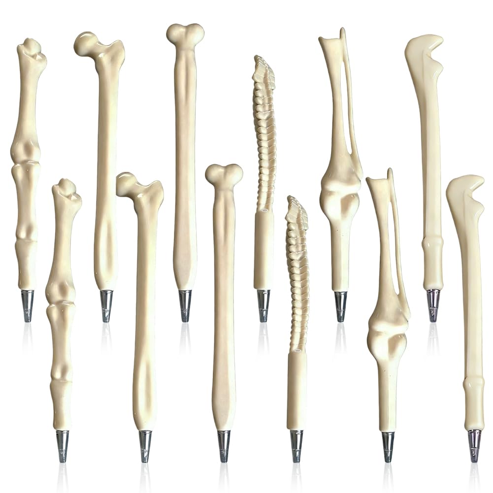 CYGMRFH 12PCS Bone Pens - Novelty Nurse & Medical Fun Skeleton Ballpoint Pens with Black Ink, Great for Doctors, Radiologists, Medics, Students, Hospital, School & Office Use (Modern)