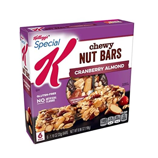 Kellogg's Special K Chewy Breakfast Bars, Gluten-Free Snacks, 140 Calories Per Bar, Cranberry Almond (8 Boxes, 48 Bars)