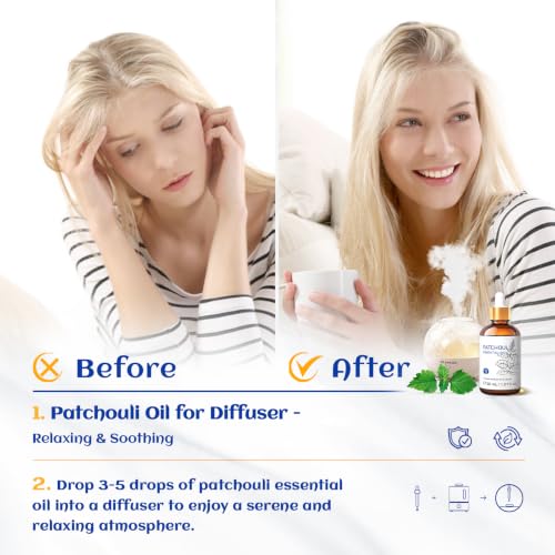 Image of HIQILI Patchouli Essential Oil, for Diffuser, Homemade Perfume, Skin Care, Aromatherapy, Gift for Hippie Friend-30ML