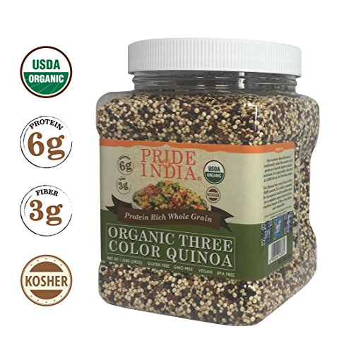 Pride Of India Organico Tre Colori proteina Quinoa Ricca di Cereali integrali, 1.5 libbre (24 Once) Barattolo