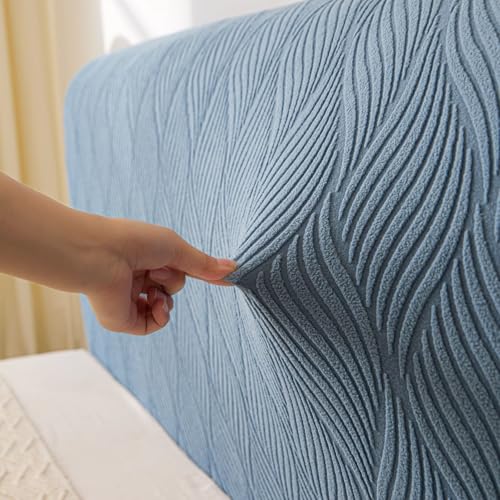 Image of HOMETHREADS Stretchable Lycra /Velvet Headboard Cover | Soft, Dust-Proof & Wrinkle-Resistant Bed Back Protector | Fits Leather, Wooden & Fabric Bedsides |for 5ft to 5.5ft Beds | (Blue, 150x65cm)