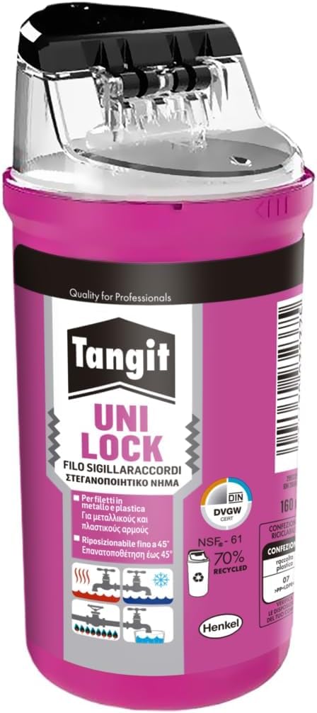 Tangit 3269710 Hilo sellador Uni-Lock para empalmes, Transparente, 1 x 160m (Paquete de 5)