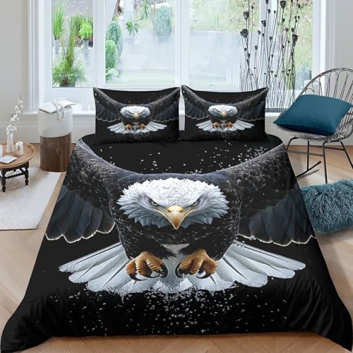 Housse de couette aigle 3D 200x200 microfibre avec taies - 4