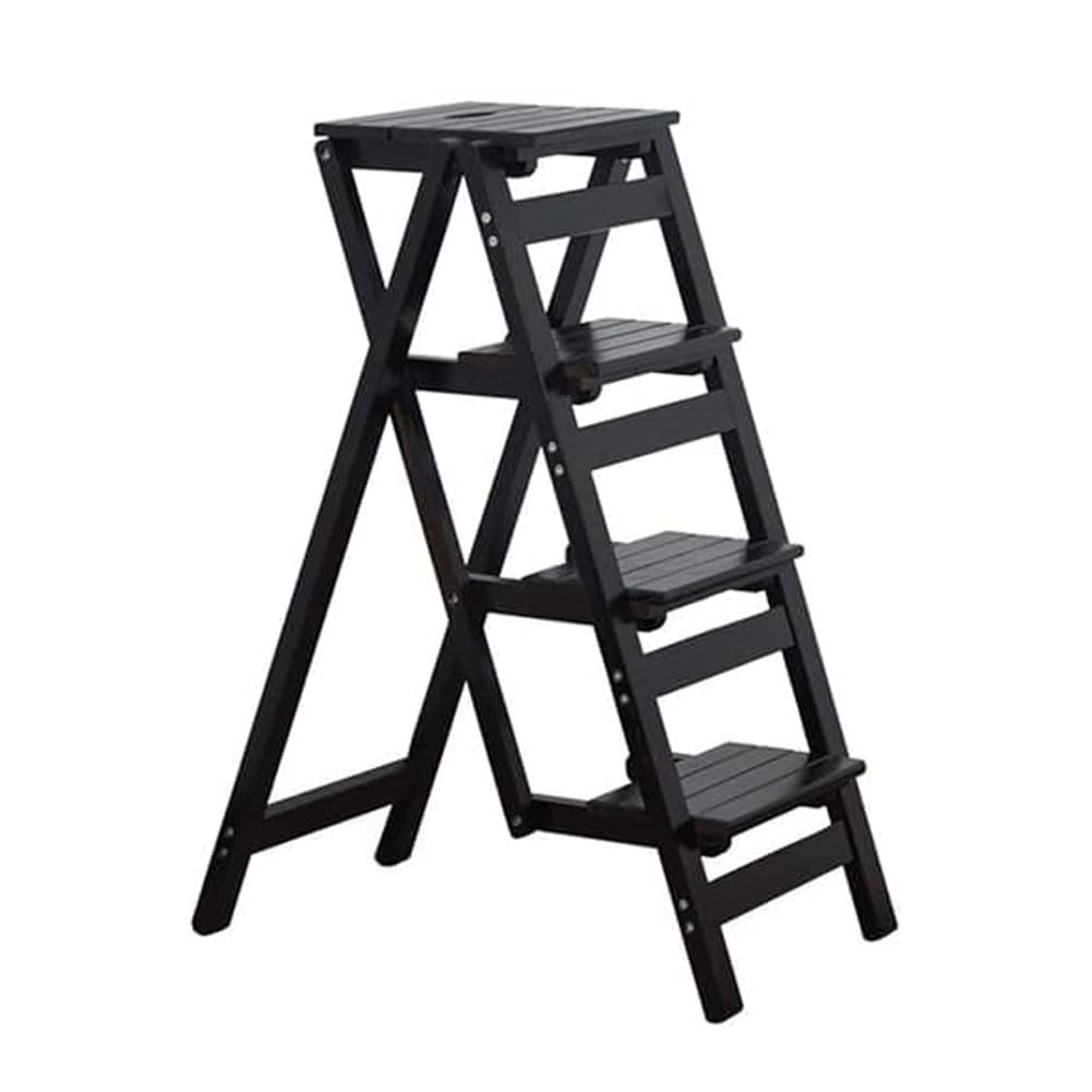 Ghygetrich Step Ladder, Folding Step Stool 2 Step Ladder Ladder Small Step Ladder Wooden Step Stool D 4 Steps