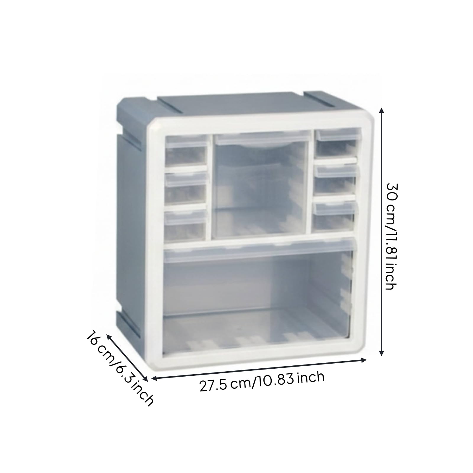 TISHITA Organizer da Cassetto da Scrivania Cassettiera Compatta Organizer Minuterie Componenti Elettronici Attrezzi Plastica con Cassetti Chiari Telaio Nero, Nero