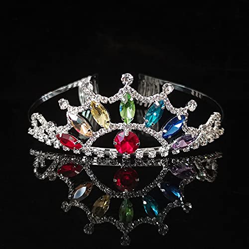 Tiaras para mujer corona de cristal de girasol colorido: tocados para bodas nupciales
