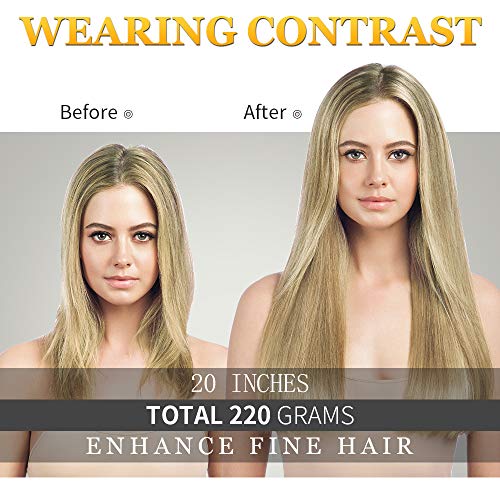 Sué Exquisite Straight Hair Extensions Clip in Long Synthetic Hair Extensions 20 inches Thick Hairpieces for Women (20 Inch, ST-Ash Blonde Mix Bleach Blonde)