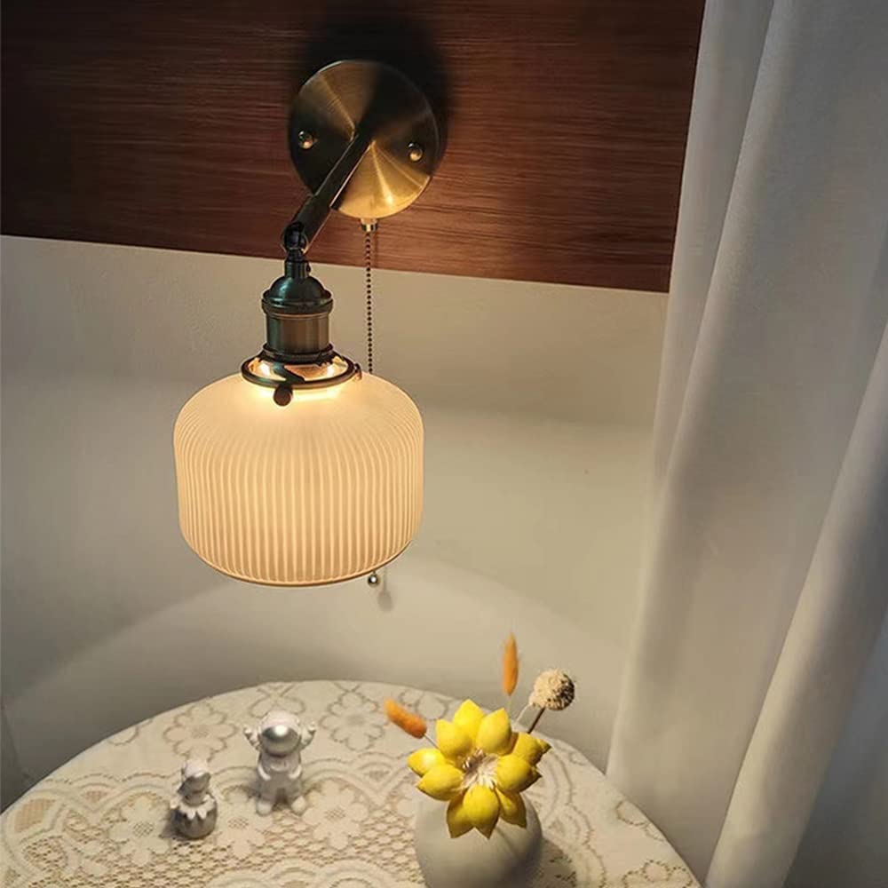 Luxus wandleuchten Schlafzimmer Nachttisch Wandleuchte Weiß Keramik Retro Wandleuchte Spiegel Frontlicht Einstellbare Kopfteil Nacht Leselampen Dreifarbige Dimmbare Wandlaternen Seilschalter