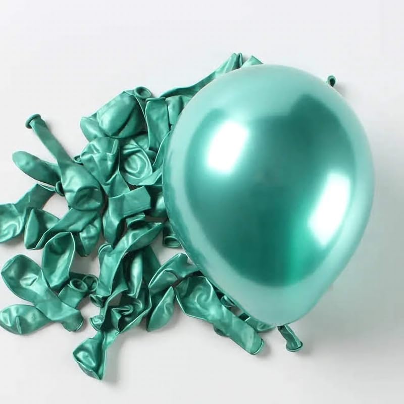 Image of Chrome Metallic Balloons Dark Green 100 pcs Glossy Latex Balloon for Birthday Decoration Kit Wedding, Anniversary Floral Garland 10 Inch Helium Supported