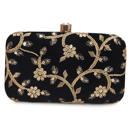 Image of LONGING TO BUY Hand Crafted Designer Box Clutch - Zari Embroidery For Women