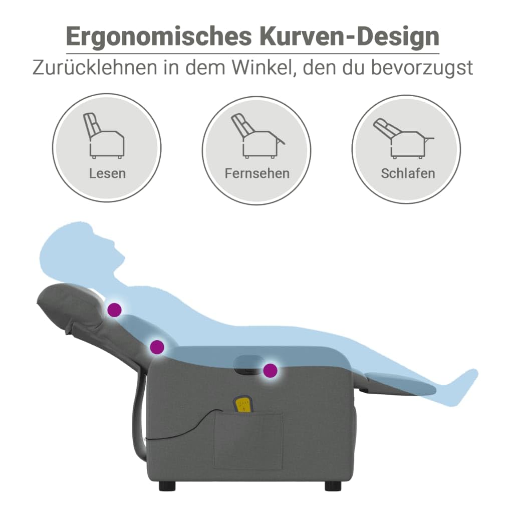 vidaXL Massagesessel Dunkelgrau Stoff
