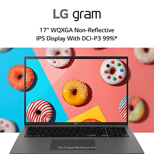 Image of LG gram (2022) 17Z90Q Ultra Lightweight Laptop, 17 inch (2560 x 1600) IPS Display, Intel Evo 12th Gen i7 1260P Processor, 32GB LPDDR5, 2TB NVMe SSD, FHD Webcam, WiFi 6E, Thunderbolt 4, Windows 11, Gray