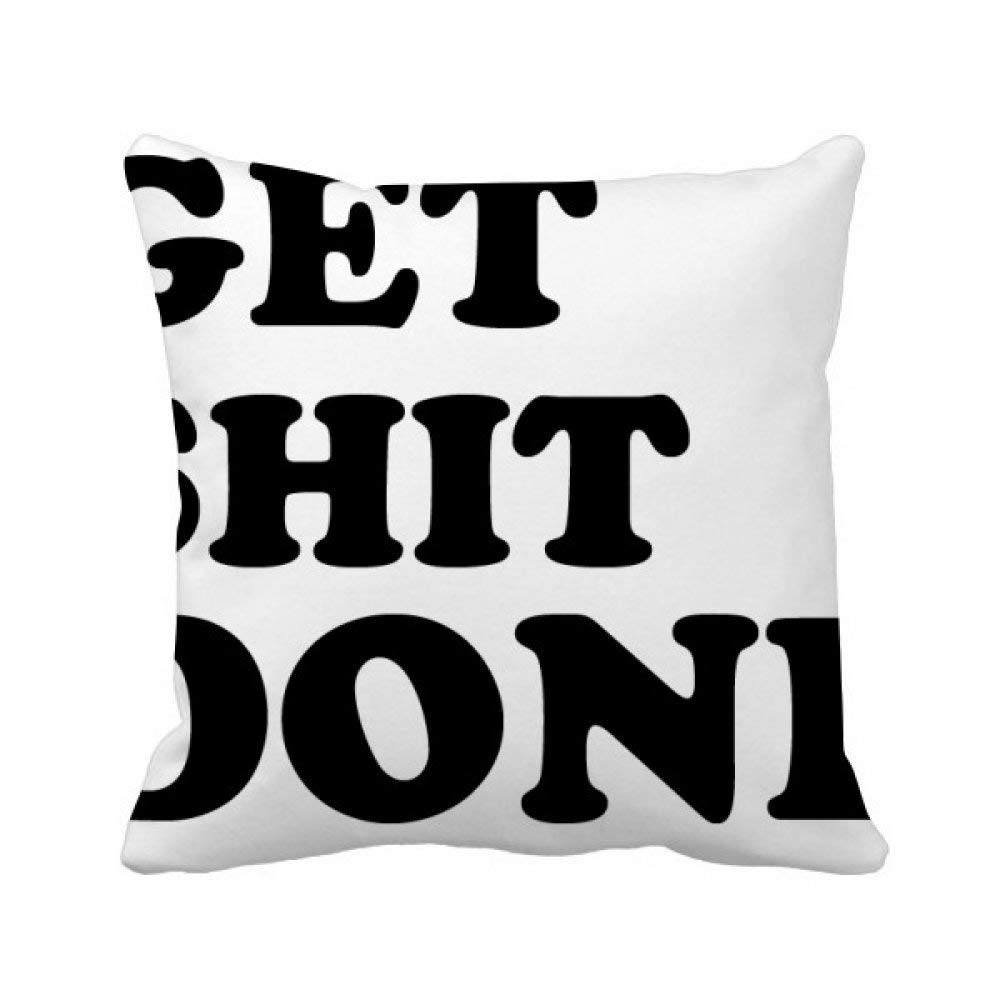 Housse de coussin carrée Get Shit Done en coton noir 45x45 cm