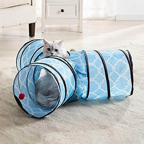 WESTERN HOME WH Cat Tunnels for Indoor cat, Pet Cat Tunnel Tube Cat Toys 3 Way Collapsible, Cat Play Tent Interactive Toy Maze Cat Tunnel Bed with Balls for Cat Puppy Kitten Rabbit Cover