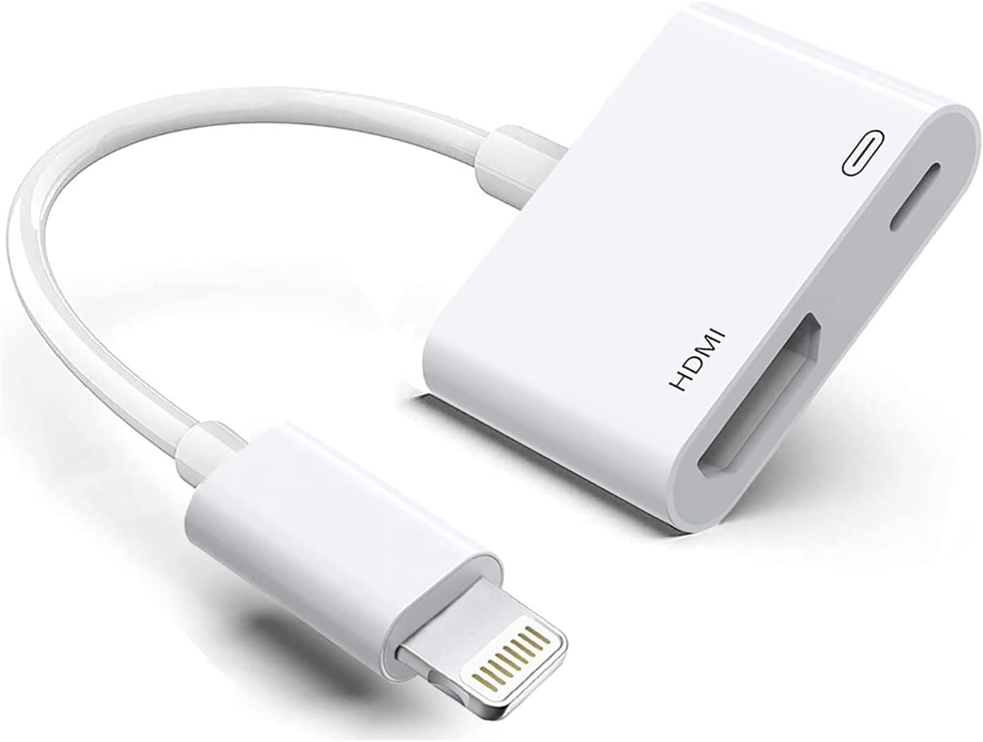 Supwell Apple Lightning to HDMI Adapter, 1080P Digital Sync Screen Cable Audio AV Dongle with Charging Port for iPhone, iPad, iPod to TV/Projector/Monitor, MFi Certified Video Converter (White-1)