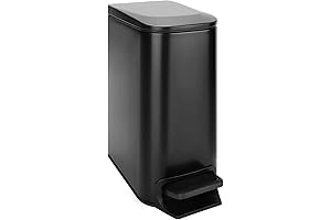 Modern Bathroom Trash Can with Lid Soft Close, Stainless Steel Can Waste Basket Small Receptacle