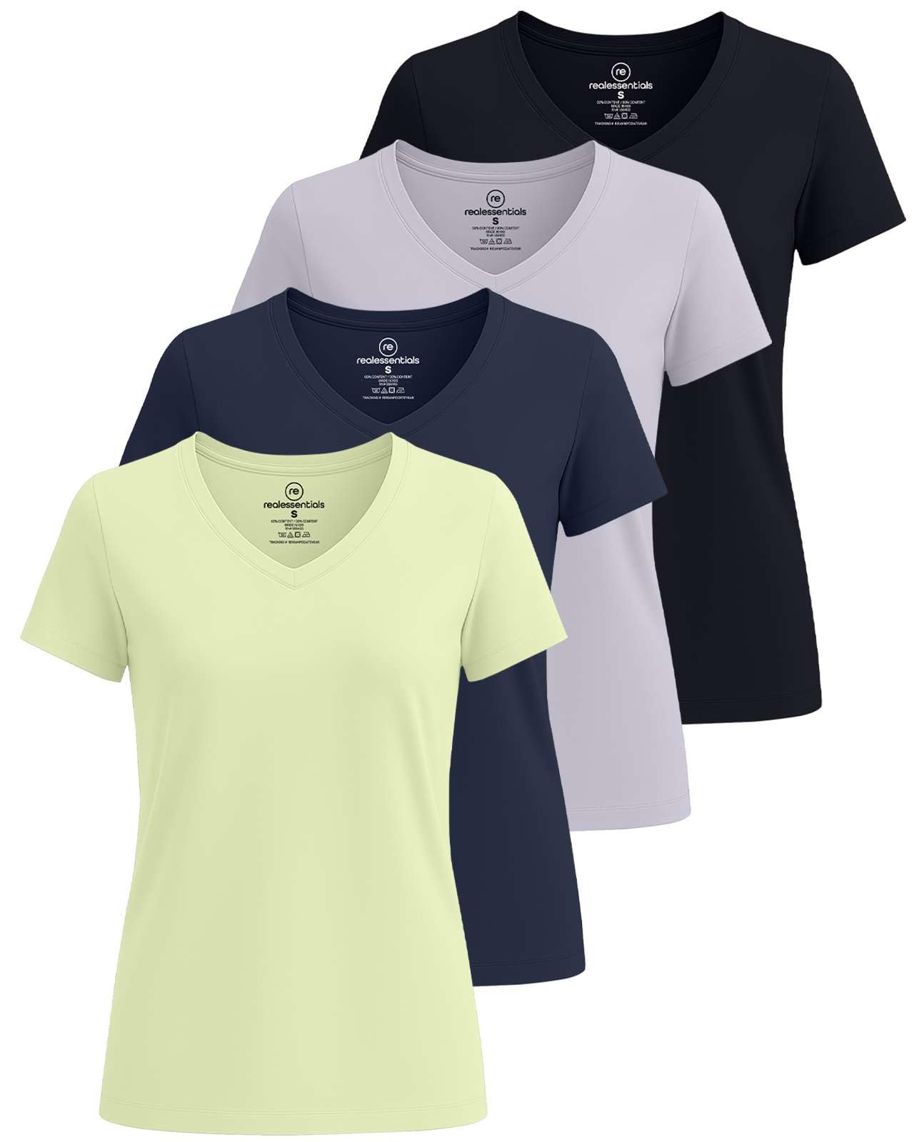 4 Pack: Women's Classic-Fit Cotton Short-Sleeve V-Neck T-Shirt (Available in Plus Size)