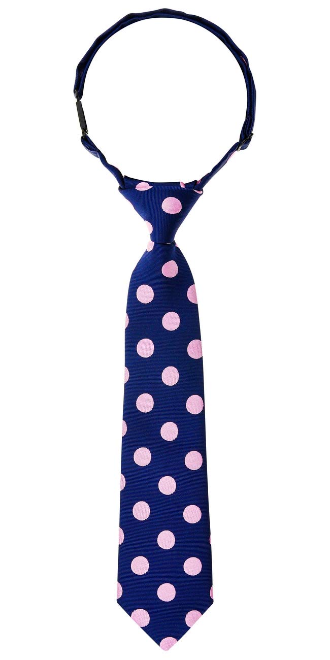 Retreez Classy Vintage Polka Dots Woven Microfiber Pre-tied Boy's Tie - Navy Blue with Pink Dots - 4-7 years