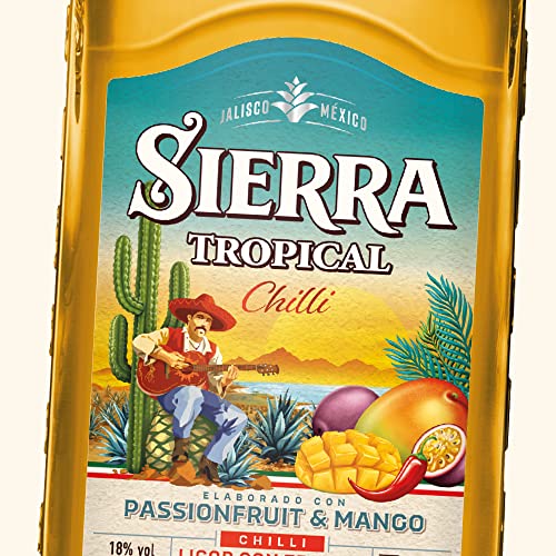 Sierra Tequila Tropical Chilli (1 x 1000 ml) – Fruchtiger Likör mit Sierra Tequila Blanco – Shot mit Mango, Maracuja & Chili – mit 100 % natürlichen Aromen – 18 % Alk.
