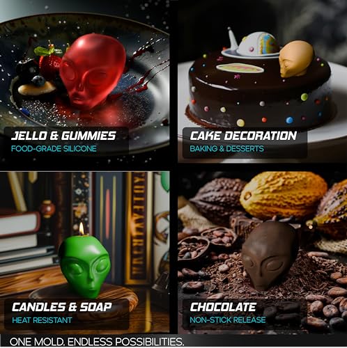 Molde de Cubos de Hielo Alien Grandes 3D con Tapa Spill-Free miniatura 5