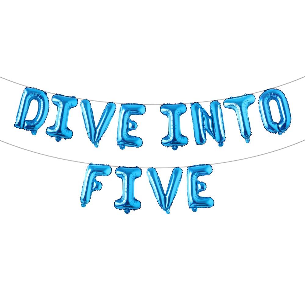 Dive Into Five Birthday Decorations, Ocean Theme Birthday Party Decorations Boys Girls Under The Sea 5th Birthday Decorations,Ocean Animal Balloons