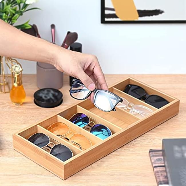 Natural bamboo Glasses Eyeglass Eyewear Sun glasses Sunglasses Box Storage Case Tray Display Showcase Organizer Box