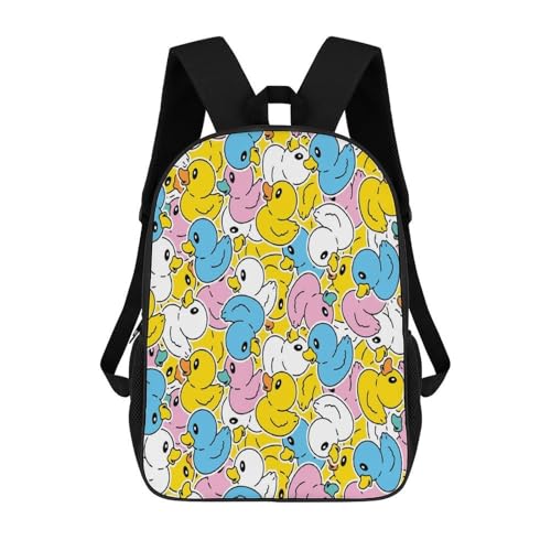 Colorful Yellow Duck Backpack Simple Leisure Travel Backpack Outgoing Daypack 17 Inch