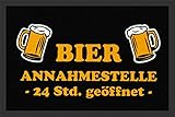 Designer Fußmatte Fussmatte Fußabstreifer Fussabstreifer Fußabtreter Fussabtreter Schmutzmatte Sauberlaufmatte Türfussmatte Türmatte Schmutzfangmatte Gr. 40 x 60 cm Bier Annahmestelle 24 Std. geöffnet schwarz witzig lustig