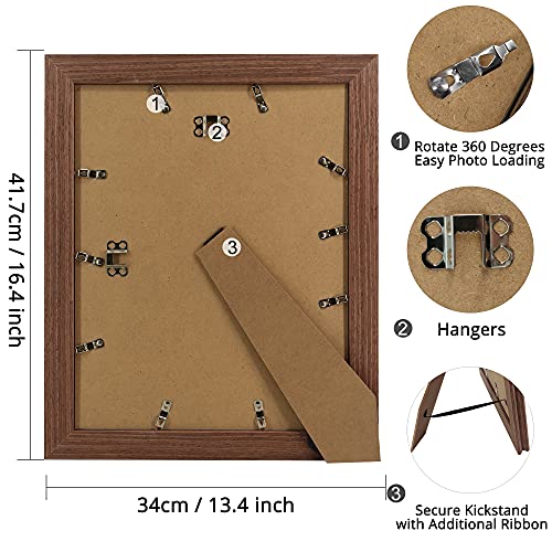 GraduationMall 11x14 Wooden Picture Frames,Display Photos 8x10 with Mat or 11x14 Without Mat,UV Protection Acrylic,Wall or Tabletop Display,Rustic Brown Set of 2 - Image 6