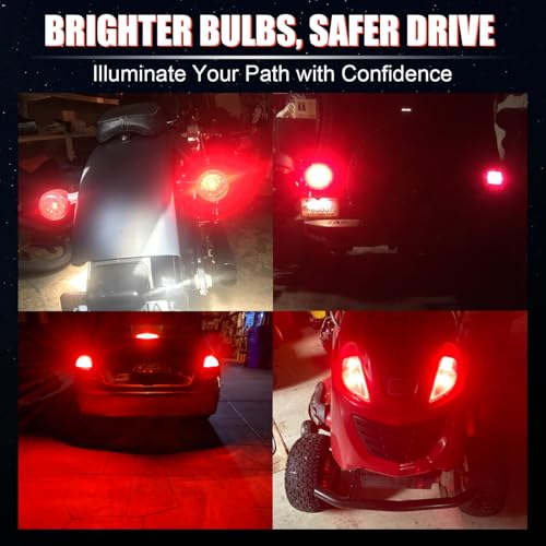 Image of iBrightstar 3157 LED Bulb Red, 3057 LED Brake Lights Bulbs Super Bright for Rear Brake Lights and Tail Lights, 2 Pack