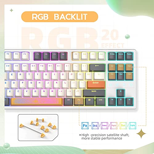 Image of Wireless Gaming Keyboard and Wrist Rest Pad and Custom Coiled USB C Cable,Triple Mode TKL Hot Swappable Tactile Switches,LIGHTSYNC RGB,Mechanical Keyboard Palm Rest for PC PS5 PS4 Xbox Mac-3 in 1 Kit