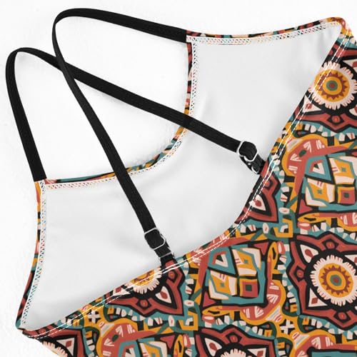 senya Girls Swimsuits One-Piece Swimwear Tie Bathing Suit Beach Summer Round Neck 5-6T Abstract4