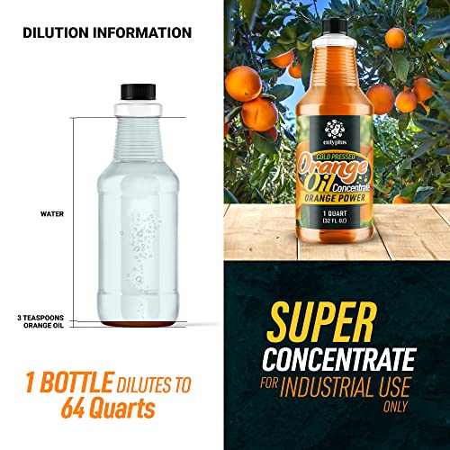 Image of Calyptus Orange Oil Concentrate | Dilutes to 16 Gallons | 85% D-Limonene | Concentrated Cold Pressed Orange Oil | Citrus Power | USA Made | 1 Quart