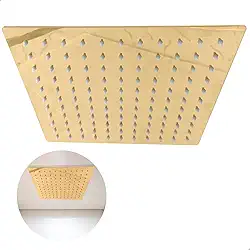 Dona D Cor, Ducha Chuveiro Dourado Quadrado De Teto 25x25 Com Niple Ducha Slim Cascata 25cm Chuveiro A Gas Solar Moderno Aço Inox Ba