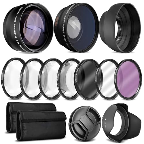 Ultra Deluxe Lens Kit for Nikon D3400, D3500, D5600 with 18-55mm Lens, Sony A7, A7III with 28-70mm, A6000, A6400, A6600 - Includes: 7pc 55mm Filter Set + 55mm Wide Angle and Telephoto Lens