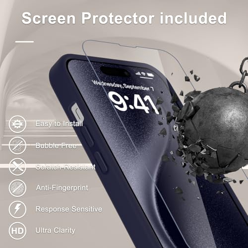 Image of YENAPOON for iPhone 14 Pro Max Case, Matte Magnetic Phone Cover [with 1 Screen Protector] [Support for MagSafe] [Shockproof Military Grade Protection] Translucent Frosted Back, Deep Purple
