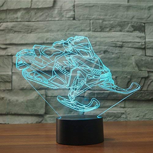 Zjnhl 3D Phantom Light， Modelling Table Lamp USB Led 7 Colorful Changing Atmosphere Snowmobile Car Sleep Lighting Bedroom Decor-Touch LED Children's Night Light (Color : Touch+Remote)