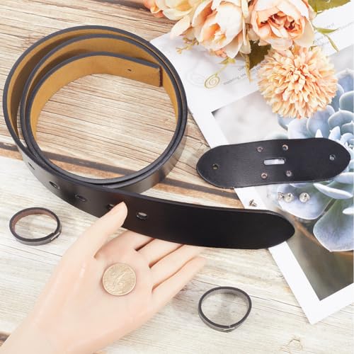 GORGECRAFT 49 Inch Cowhide Belt Strap Replacement 1-1/2"(38mm) Wide Genuine Leather Western Men's Waist Belt Strap Accessories without Buckle with Iron Screws for Casual Jeans Dress Black3