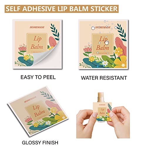 CRASPIRE Lip Balm Labels 80pcs Homemade Lipstick Labels 2” DIY 100% Natural Lip Balm Labels for Tubes Waterproof Flowers Lip Balm Stickers Labels for Lip Balm Container - Image 3