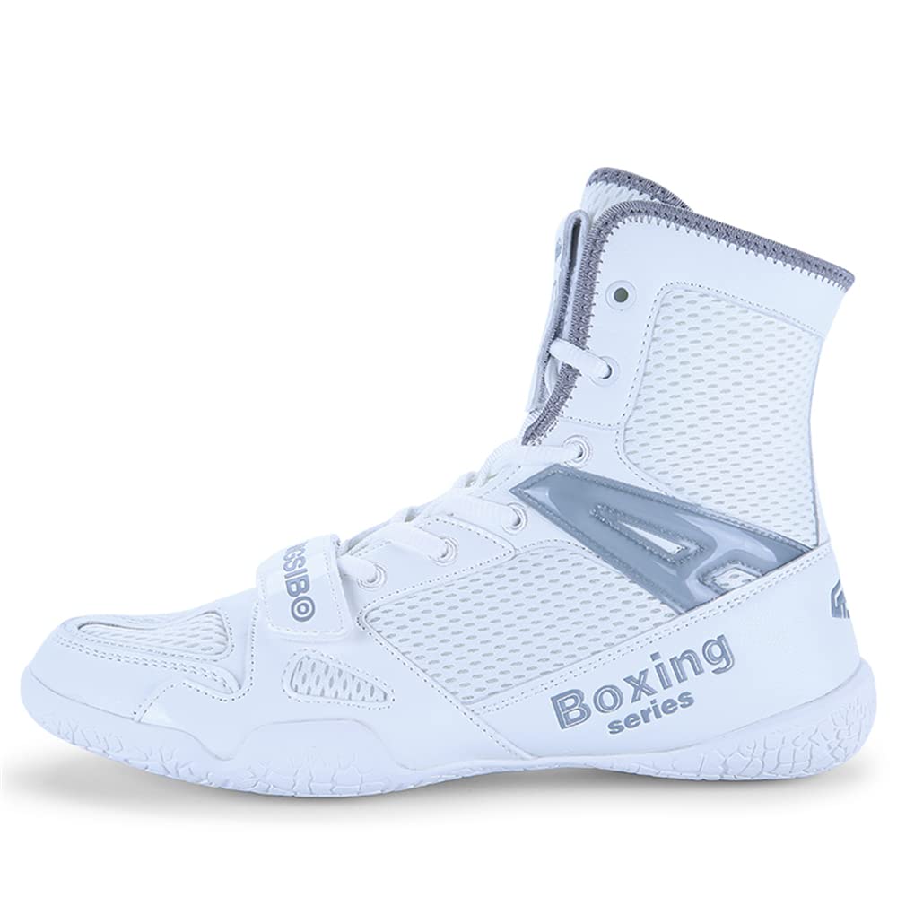 Calzado de Boxeo para Hombre, Botas de Lucha Profesional para Chicos, Zapatillas de Entrenamiento Transpirables Blanco EU 35