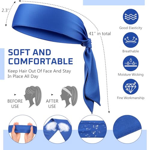 Image of Hiboom 30 Pack Tie Headband Bulk Sports Tennis Head Tie Ninja Karate Tie Back Athletic Sweatbands Adjustable Hair Bands for Women Men Basketball, Football, Soccer, Running, Yoga Workout