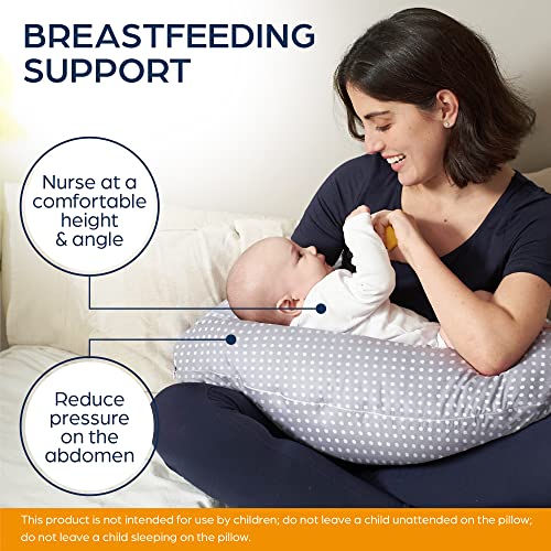 Niimo XXL+ Pregnancy Pillow & Nursing Pillow - PLUS Pregnancy Sleeping Wedge, 100% Cotton Cover, 100% Machine-Washable, White Dots (200 x 70 cm)