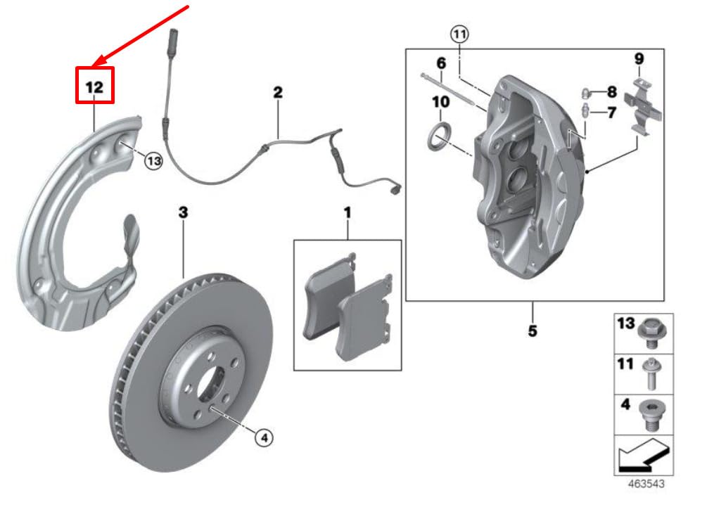 Passend für Bmw 5 G30 Bremsscheibenschutz Vorne Links 6861797 34106861797 Original