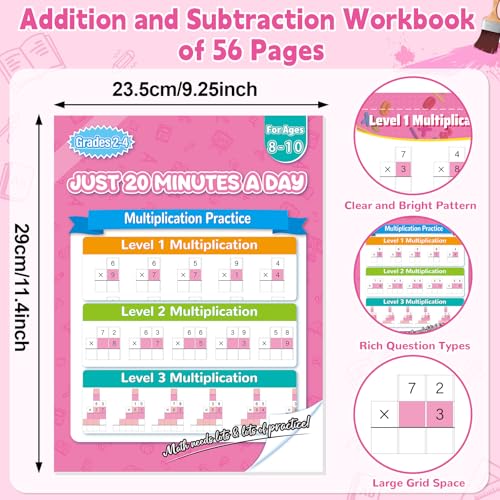 Image of Single&Double Digit Multiplication Math Problem Workbook for 2nd Grade 3rd Grade 4th, Multiplication Practice Worksheets One Page A Day Math for Ages 7-10, Math Repetition Exercise Daily, 56 Pages